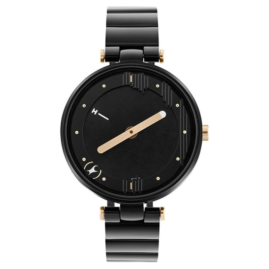 Fastrack MetaWe Quartz Analog Black Dial Stainless Steel Strap Watch For Girls 6305KM01