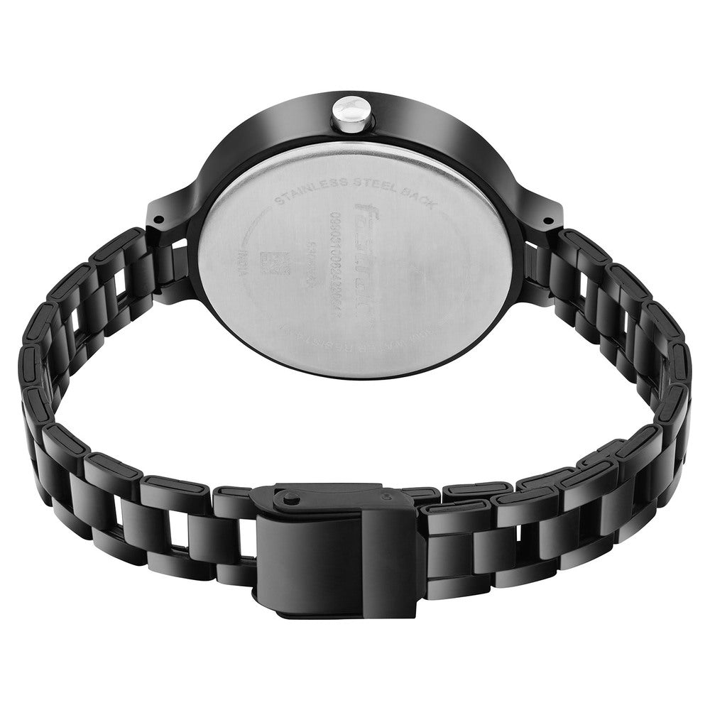 Fastrack MetaWe Quartz Analog Black Dial Stainless Steel Strap Watch For Girls 6306KM01