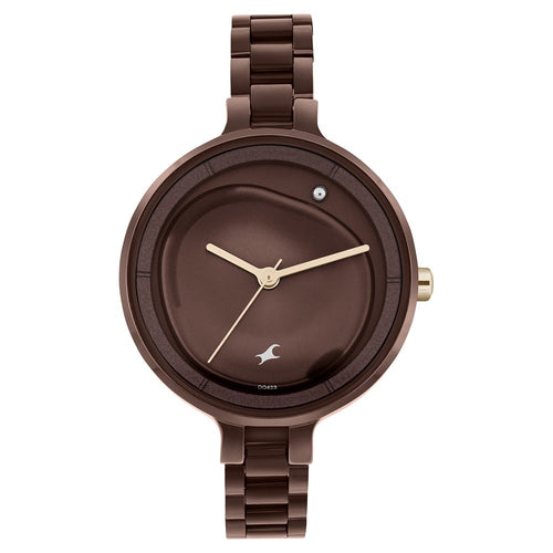 Fastrack MetaWe Quartz Analog Brown Dial Stainless Steel Strap Watch For Girls NU6306KM02