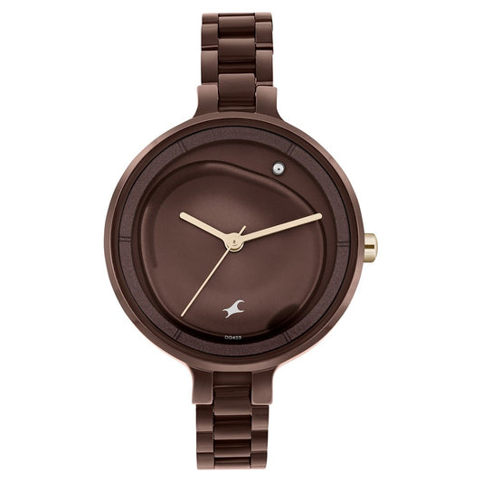 Fastrack MetaWe Quartz Analog Brown Dial Stainless Steel Strap Watch For Girls NU6306KM02