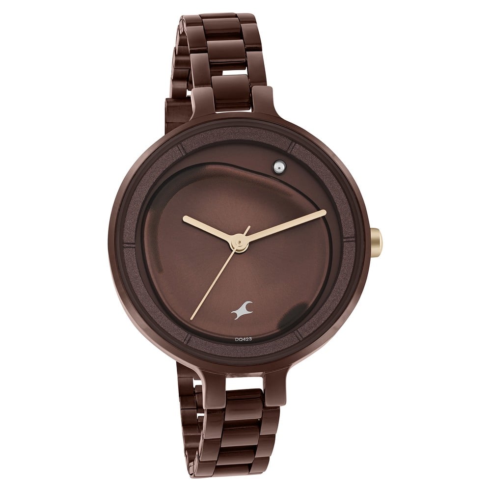 Fastrack MetaWe Quartz Analog Brown Dial Stainless Steel Strap Watch For Girls NU6306KM02