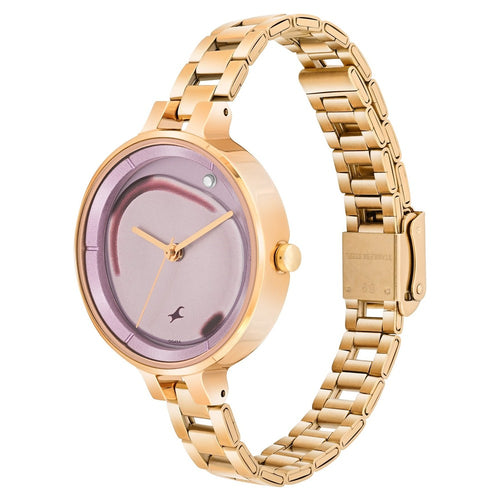 Fastrack MetaWe Quartz Analog Pink Dial Stainless Steel Strap Watch For Girls 6306WM01