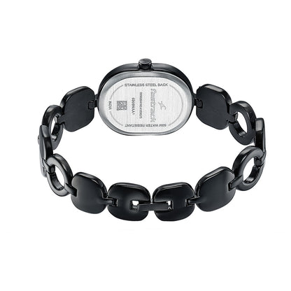 Fastrack Style Up Quartz Analog Green Mother Of Pearl Dial Black Metal Strap Watch For Girls 6309NM01