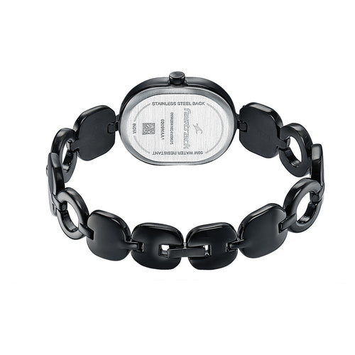 Fastrack Style Up Quartz Analog Green Mother Of Pearl Dial Black Metal Strap Watch For Girls 6309NM01