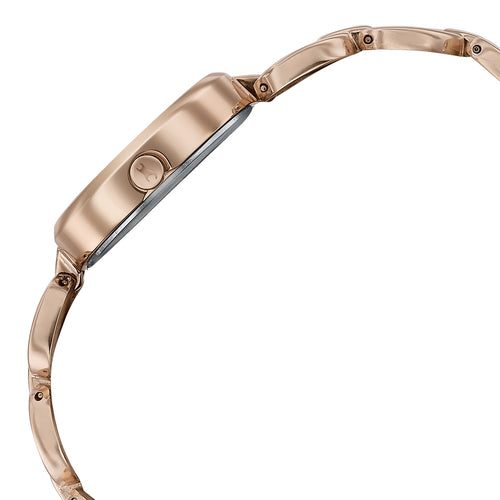 Fastrack Style Up Quartz Analog Mother Of Pearl Dial Rose Gold Metal Strap Watch For Girls 6309WM01