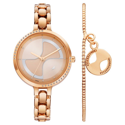Fastrack Pulse Quartz Analog Rose Gold Dial Metal Strap Watch For Girls 6311WM01F