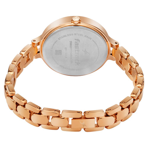 Fastrack Pulse Quartz Analog Rose Gold Dial Metal Strap Watch For Girls 6311WM01F