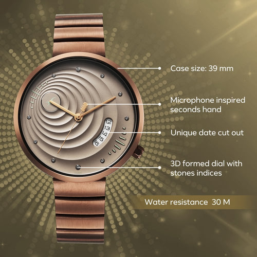Fastrack Groove Quartz Analog with Date Beige Dial Girls Stainless Steel Watch NU6314QM01