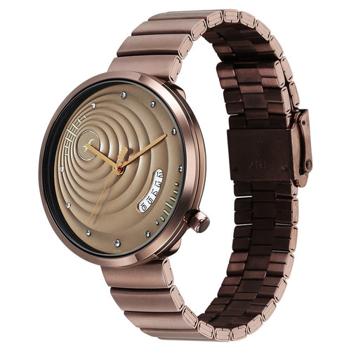 Fastrack Groove Quartz Analog with Date Beige Dial Girls Stainless Steel Watch NU6314QM01