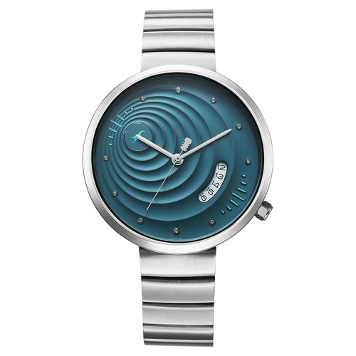 Fastrack Groove Quartz Analog with Date Teal Dial Girls Stainless Steel Watch 6314SM01