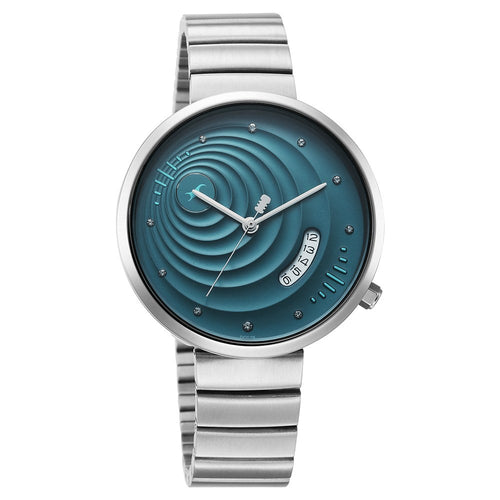 Fastrack Groove Quartz Analog with Date Teal Dial Girls Stainless Steel Watch 6314SM01