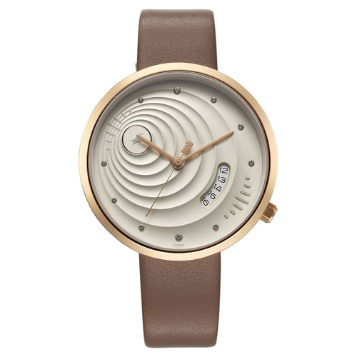 Fastrack Groove Quartz Analog with Date Grey Dial Girls Leather Watch 6314WL01