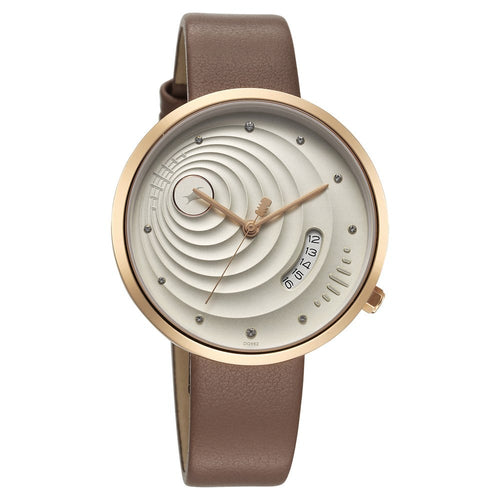 Fastrack Groove Quartz Analog with Date Grey Dial Girls Leather Watch 6314WL01