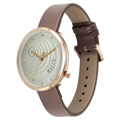Fastrack Groove Quartz Analog with Date Grey Dial Girls Leather Watch 6314WL01