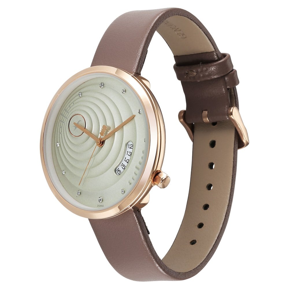 Fastrack Groove Quartz Analog with Date Grey Dial Girls Leather Watch NU6314WL01