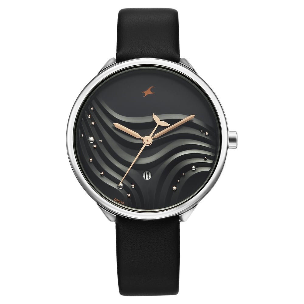 Fastrack Oceanyx Quartz Analog with Date Black Dial Black Strap Watch For Girls 6316SL01