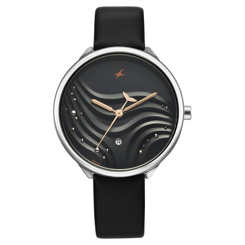 Fastrack Oceanyx Quartz Analog with Date Black Dial Black Strap Watch For Girls 6316SL01