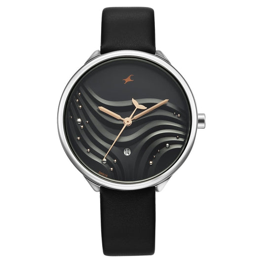 Fastrack Oceanyx Quartz Analog with Date Black Dial Black Strap Watch For Girls 6316SL01