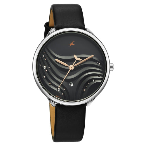 Fastrack Oceanyx Quartz Analog with Date Black Dial Black Strap Watch For Girls 6316SL01