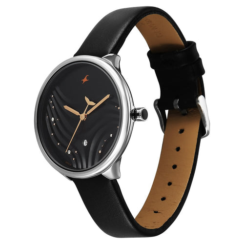 Fastrack Oceanyx Quartz Analog with Date Black Dial Black Strap Watch For Girls 6316SL01
