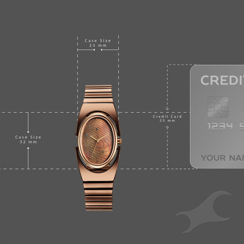Fastrack UFO Quartz Analog Brown Mother Of Pearl Dial Brown Colour Stainless Steel Strap Watch For Girls 6318KM02