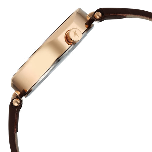 Fastrack Tick Tock Quartz Multifunction Brown Dial Leather Strap Watch For Girls 6319WL01