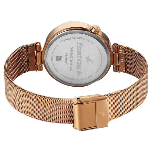 Fastrack Tick Tock Quartz Multifunction Pink Dial Stainless Steel Strap Watch For Girls 6319WM01