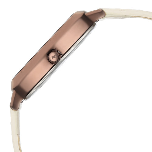 Fastrack Wild Quartz Analog Brown Dial Beige Leather Strap Watch For Girls 6321QL02