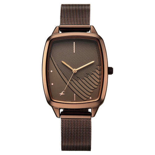Fastrack Wild Quartz Analog Brown Dial Brown Stainless Steel Strap Watch For Girls 6321QM02