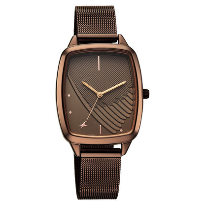 Fastrack Wild Quartz Analog Brown Dial Brown Stainless Steel Strap Watch For Girls 6321QM02