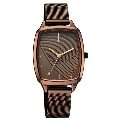 Fastrack Wild Quartz Analog Brown Dial Brown Stainless Steel Strap Watch For Girls 6321QM02