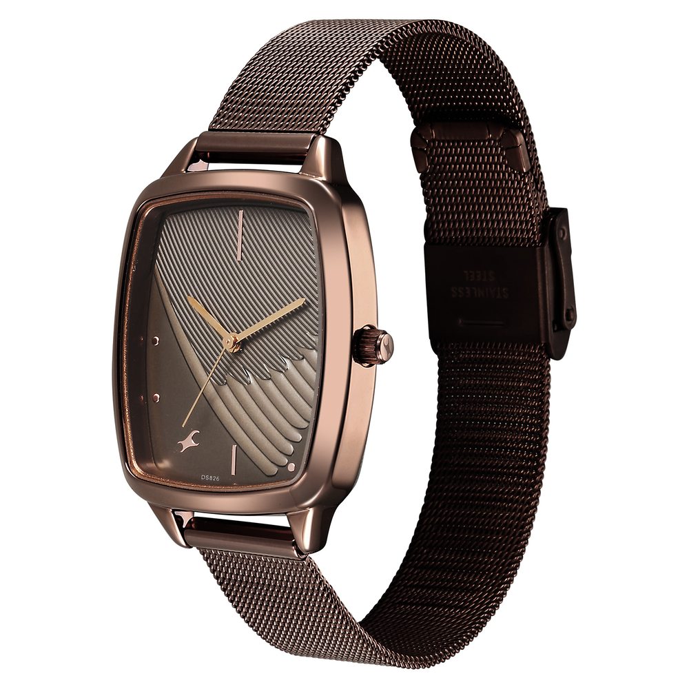 Fastrack Wild Quartz Analog Brown Dial Brown Stainless Steel Strap Watch For Girls 6321QM02