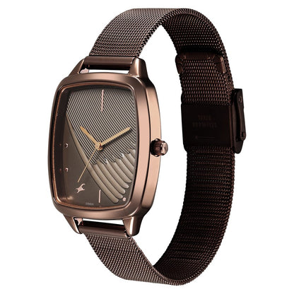 Fastrack Wild Quartz Analog Brown Dial Brown Stainless Steel Strap Watch For Girls 6321QM02