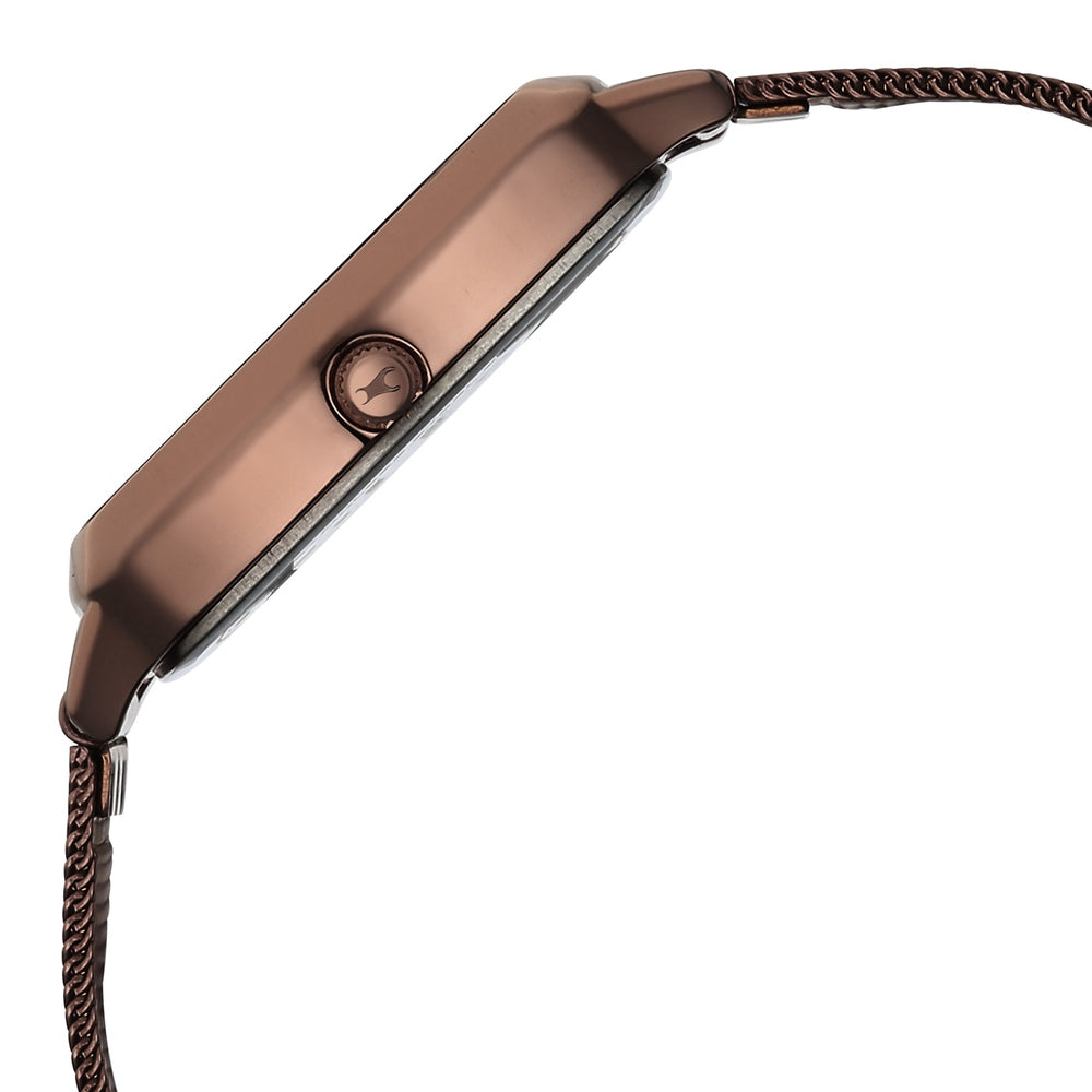 Fastrack Wild Quartz Analog Brown Dial Brown Stainless Steel Strap Watch For Girls 6321QM02