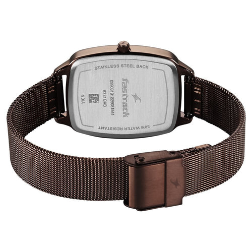 Fastrack Wild Quartz Analog Brown Dial Brown Stainless Steel Strap Watch For Girls 6321QM02