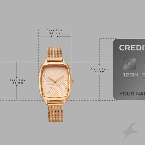 Fastrack Wild Quartz Analog Peach Dial Rose Gold Stainless Steel Strap Watch For Girls 6321WM03