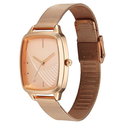 Fastrack Wild Quartz Analog Peach Dial Rose Gold Stainless Steel Strap Watch For Girls 6321WM03