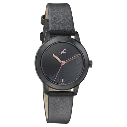Fastrack Pulse Quartz Analog Black Dial Leather Strap Watch for Girls NU68008NL01