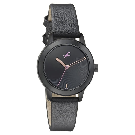 Fastrack Pulse Quartz Analog Black Dial Leather Strap Watch for Girls NU68008NL01