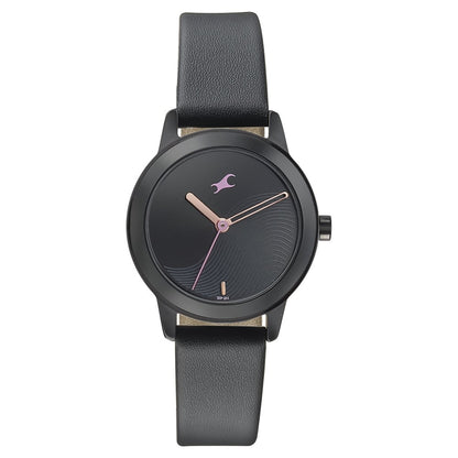 Fastrack Pulse Quartz Analog Black Dial Leather Strap Watch for Girls NU68008NL01