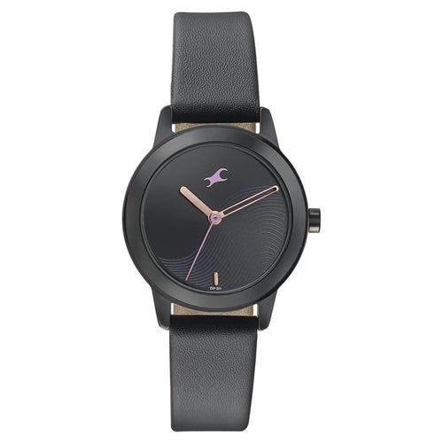 Fastrack Pulse Quartz Analog Black Dial Leather Strap Watch for Girls NU68008NL01