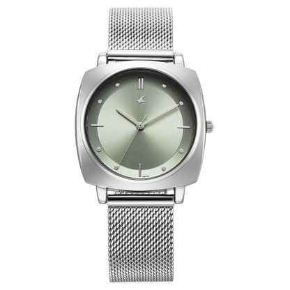 Fastrack Stunners X Quartz Analog Green Dial Stainless Steel Strap Watch For Girls 68043SM01