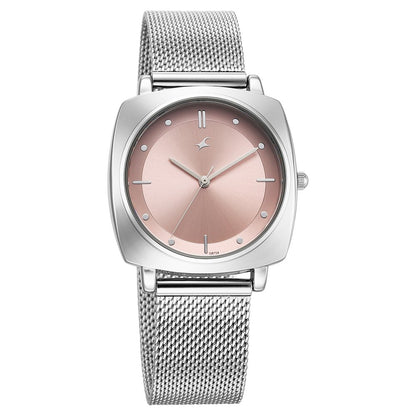 Fastrack Stunners X Quartz Analog Pink Dial Stainless Steel Strap Watch For Girls NU68043SM02