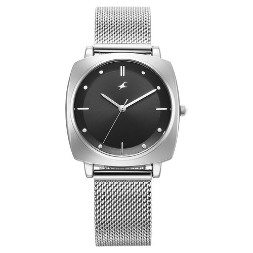 Fastrack Stunners X Quartz Analog Black Dial Stainless Steel Strap Watch For Girls 68043SM03