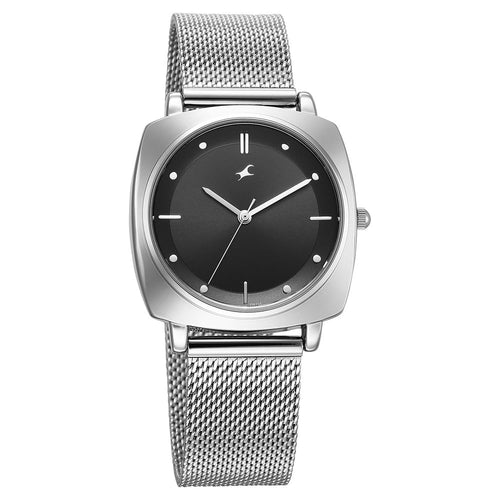 Fastrack Stunners X Quartz Analog Black Dial Stainless Steel Strap Watch For Girls 68043SM03