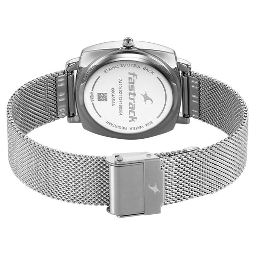 Fastrack Stunners X Quartz Analog Black Dial Stainless Steel Strap Watch For Girls 68043SM03