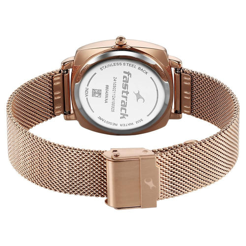 Fastrack Stunners X Quartz Analog Green Dial Stainless Steel Strap Watch For Girls NU68043WM02