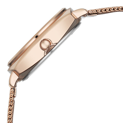 Fastrack Stunners Quartz Analog Green Dial Rose Gold Stainless Steel Strap Watch For Girls 68043WM03