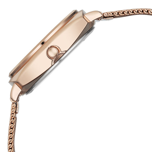 Fastrack Stunners Quartz Analog Purple Dial Rose Gold Stainless Steel Strap Watch For Girls 68043WM04