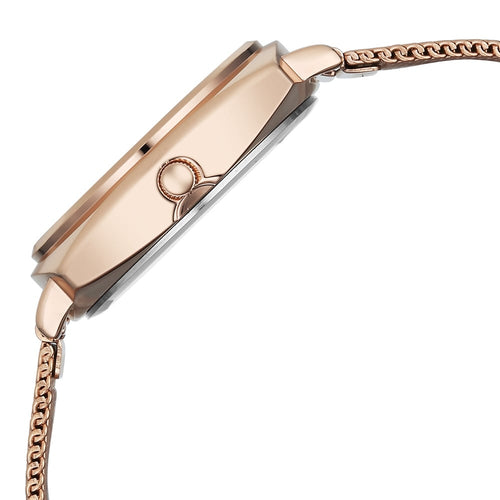 Fastrack Stunners Quartz Analog Brown Dial Rose Gold Stainless Steel Strap Watch For Girls 68043WM05